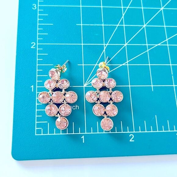 Pink Rhinestone Crystal Drop Earrings - Picture 4 of 4